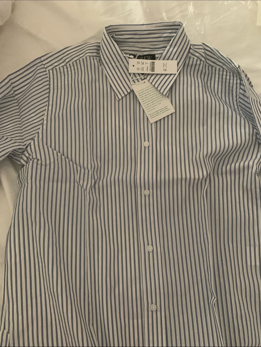 J. Crew Women’s White Shirt with Blue Pinstripes - Picture 8 of 8